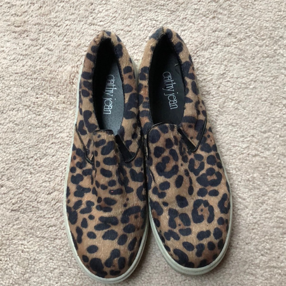 Cathy Jean Leopard Print Slip Ons